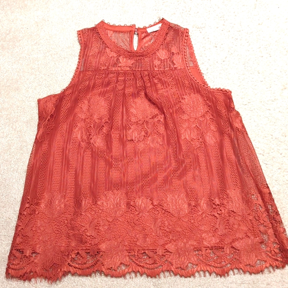 Burnt Orange Lace Tank